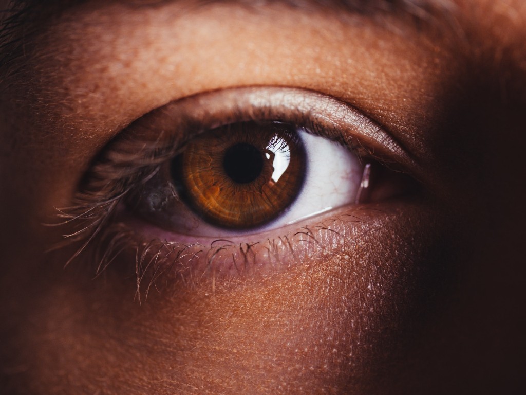 A closeup of a brown eye